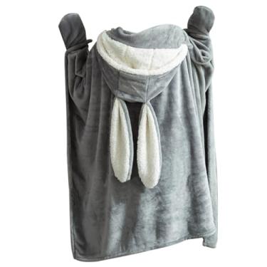 Imagem de Cobertor Com Capuz, Cobertor Com Capuz para Mulheres, Cobertor Vestível Com Tamanho Grande, Cobertor Com Capuz Vestível, Cobertor Com Capuz de Orelha de Coelho de Pelúcia de