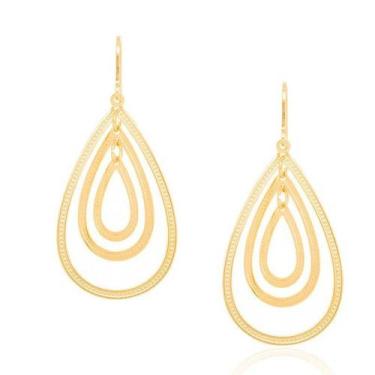 Imagem de Brincos banhado ouro 3x 24k 18k e 22k femininos gotas rommanel gancho 