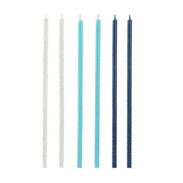 Imagem de Vela Palito Azul e Branca 15 cm - 1 unidade Pct. c/ 6 unds. - Silver F
