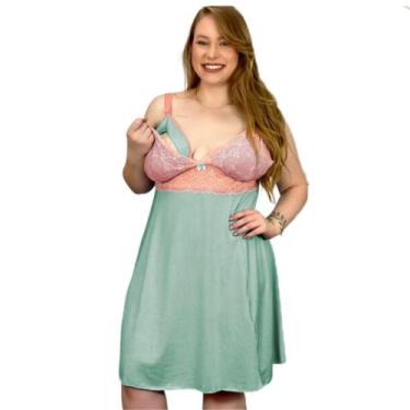 Imagem de Camisola Amamentação Plus Size Com Renda Pós Parto Lisa Maternidade Ta