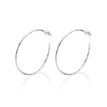 Imagem de Brincos rommanel prata 925 feminino meia argola grande maxi aro torcid