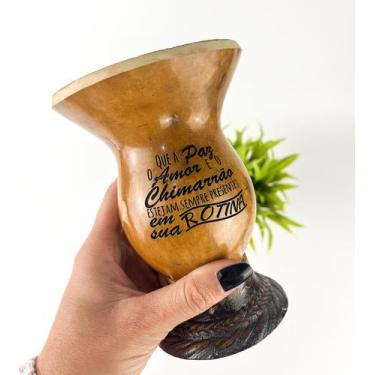 Imagem de Cuia de Porongo Com Pé de Resina - Que A Paz O Amor E O Chimarrão Semp