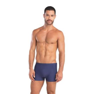 Imagem de Sunga Boxer Box Mash Sunga Moda Praia Adulto Masculina Lisa, Marinho, 