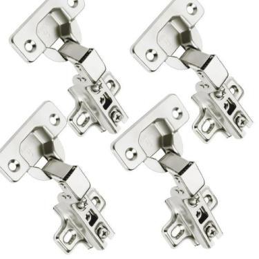 Imagem de Dobradiça Caneco Pressão Curva Porta De Móveis 35Mm 4Pçs - Fácil Negóc