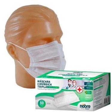 Imagem de Mascara cirurgica tripla com elastico nobre com 50 unidades - ref nb00