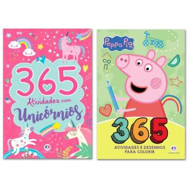 Imagem de Kit 365 Atividades e Desenhos para Colorir - Unicórnios + Peppa Pig - 