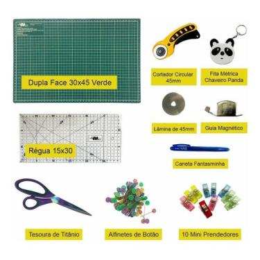 Imagem de Kit Completo Base de Corte 45x30 Régua 15x30 Cortador Circular 45mm Te