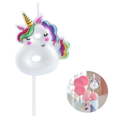 Imagem de EAKE Unicórnio 8 velas de aniversário unicórnio 8 topos de bolo decoração para feliz aniversário de 8 anos, decoração de aniversário de unicórnio, unicórnio dormindo 8 com cores vivas arco-íris