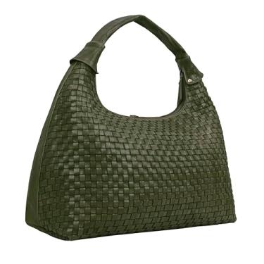 Imagem de ANTONIO VALERIA Bolsa feminina Addison de couro trançado, Verde trançado