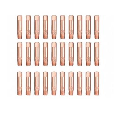 Imagem de Pontas de soldagem Mig Pacote com 30 pontas de soldagem Ponta de contato de 0,76 cm para pistola de solda Mig Tocha de soldagem de substituição de pistola MIG, acessórios de soldagem, cobre (0,1 cm)
