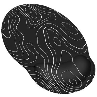 Imagem de Meffort Inc Mouse pad com suporte para descanso de pulso e base antiderrapante, mousepad ergonômico durável para jogos - topografia