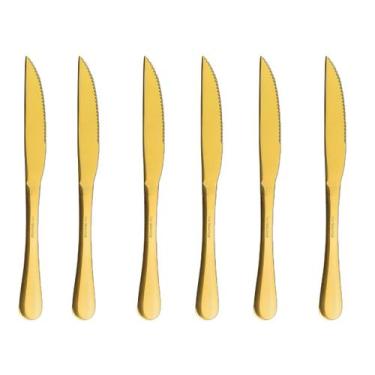 Imagem de Conjunto 6 Facas Churrasco Elite Dourado Talheres Gourmet Mix em Aço I