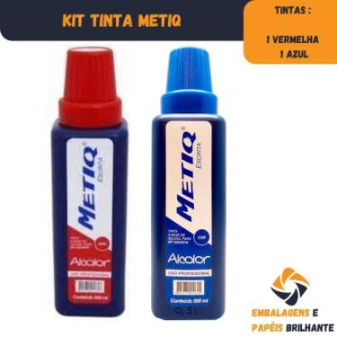 Imagem de Tinta P/cartaz Da Metiq Alcolor 500ml  1 Vermelha + 1 Azul