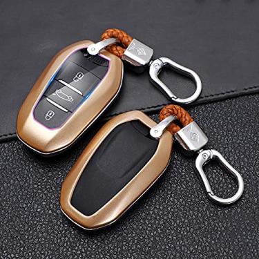 Imagem de WSWJDW Porta-chaves do carro capa porta-chaves porta-chaves, adequado para Peugeot 208 DS3 para Citroen C4 C5 X7 C4L C6 C3-XR 3008 4008, amarelo