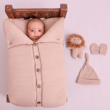 Imagem de Saída De Maternidade Tricot Roupinha De Bebê - Asas de Anjo, Marrom