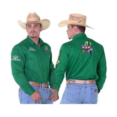Imagem de Camisa Country Masculina Bordada Radade Green Bull, Verde, P