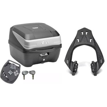Imagem de Kit Baú Moto 33L Monolock Traffic Iii-T33nbr + Bagageiro Fz15 2023 2024