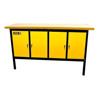 Imagem de Bancada Oficina Fechada 400kgf Com 4 Portas 2 Prateleiras Tampo de 40m