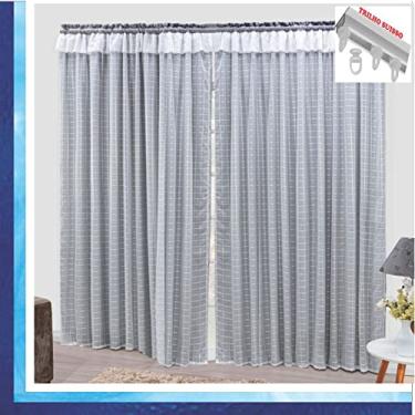 Imagem de Cortina Romantic Semiblackout e Voal 2,00 x 1,70 Para Trilho Suisso - Cinza