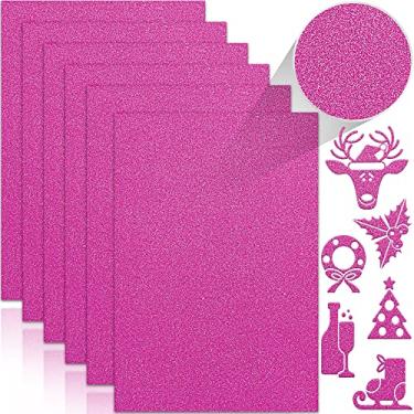 Imagem de Twavang 24 folhas de papel cartolina com glitter vermelho rosa, papel brilhante A4 premium para scrapbook, projetos faça você mesmo, decoração de festa, embalagem de presente 250 g/m²/41,7 kg