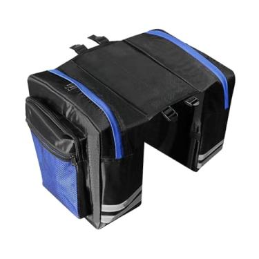 Imagem de Generic Bolsa de selim para bicicleta, suporte duplo para bagagem, à prova d'água, versátil, montagem simples, acessório universal para deslocamento, bolsos, Azul
