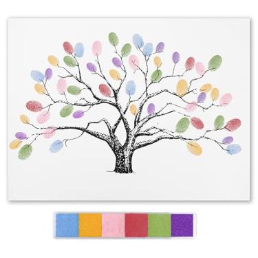 Imagem de Impressão digital de casamento de 30,5 x 40,6 cm, livro de visitas da família de árvores grandes, pintura em tela, decoração de casa, assinatura criativa, balões de login, decoração para festa com