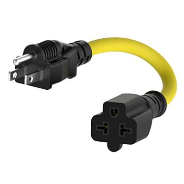 Imagem de Cabo adaptador de plugue doméstico de 15 Amp para lâmina T de 20 Amp 12AWG Nema 5-15P para 5-20R, 5-15P para 6-15R/20R 20-Amp para 15-Amp Cabo adaptador de plugue resistente, 15A 125V a 20A 250V cabo