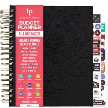 Imagem de Legend Budget Planner & Organizador de notas com bolsos – Livro de Finanças para Casa com Monitores de Pagamento de Conta e Custos – Caderno Financeiro para Orçamento Doméstico e Gestão de Dinheiro – Grande, 20 x 24 cm, Preto