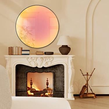 Imagem de GlasFlength Espelho redondo de 61 cm espelho circular decorativo para pendurar na parede espelhos decorativos com reflexo de cor para entrada, banheiro, quarto, sala de estar, moldura de liga de