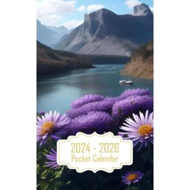 Imagem de Pocket Calendar 2024-2026: Two-Year Monthly Planner for Purse, 36 Months from January 2024 to December 2026 | Aster flower | Unique identifier | Society background