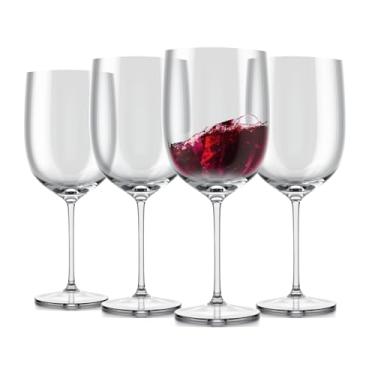 Imagem de InSol Conjunto de 4 taças de vinho de haste premium – taças de vinho transparentes e inquebráveis elegantes para vinhos tintos e brancos, capacidade de 473 ml, pode ser lavada na lava-louças, presente