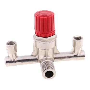 Imagem de 1 peça válvula reguladora tubo de saída dupla interruptor compressor de ar válvula regulador de pressão peça de encaixe para compressor de ar de pistão