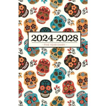 Imagem de 5 Year Diary 2024-2028 | A5 Sugar Skulls (hardcover): Month to View Planner with UK Holidays, Vision Board, Moon Phases, Birthdays & Celebrations, Contacts, Passwords (Five Years)