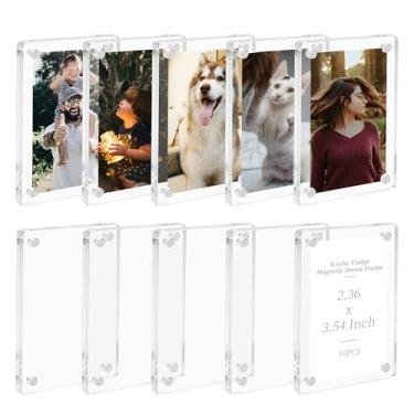 Imagem de FARQAN 10 porta-retratos magnéticos de acrílico, mini porta-retratos para geladeira dupla face, transparente, moldura magnética para exibição de fotos de filmes, cartões, presente para amigos da