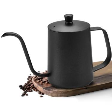 Imagem de Chaleira Pescoço de Ganso, Chaleira com Pescoço de Ganso Para Café de Aço Inoxidável 304 com Bico Longo Estreito (600ML Preto)