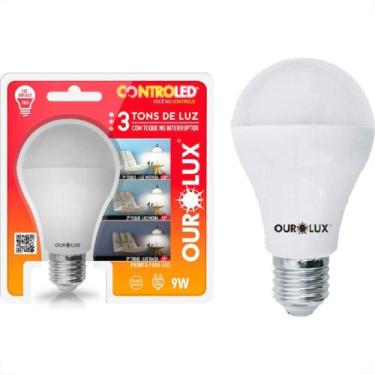 Imagem de Lampada Led Bulbo Controled Ourolux 9W. 3 Tons De Luz