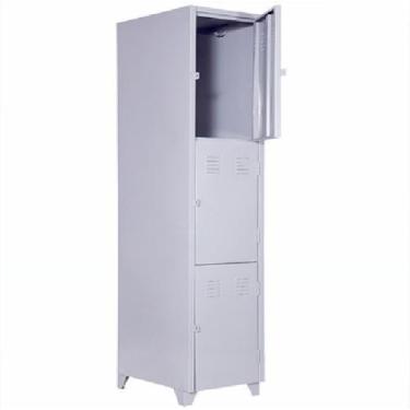 Imagem de Roupeiro de aço 3 portas médias com pitão para cadeado - MOVEIS VITORI