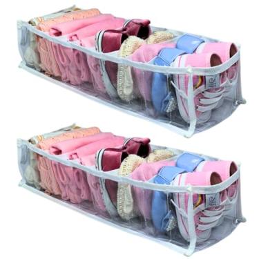 Imagem de 2 Comeia Organizadora Para Roupa de Bebê, Cueca Box, Biquini, Calcinha - Acabamento Reforçado em Tecido Branco - Plástico Cristal Grosso e Resistente P2 40x15x10 Organizador de Closet Costura Mágica