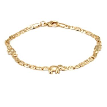 Imagem de Barzel Tornozeleira de elefante marina plana banhada a ouro 18K para mulheres - Feito no Brasil, 10 Inches, Latão, Sem pedras preciosas