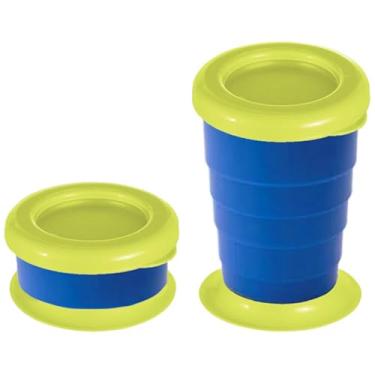 Imagem de Copo Infantil Portátil de Bolsa Azul p/Crianças e Bebês 1 Unidade