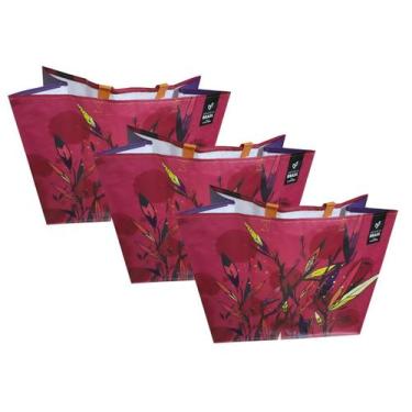 Imagem de 3 Sacolas Ráfia Retornável Grande 39x44x22cm Cores Nat. B4u