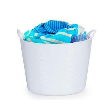 Imagem de Balde Flexivel Cesto Multiuso Branco Roupa Brinquedos 42L