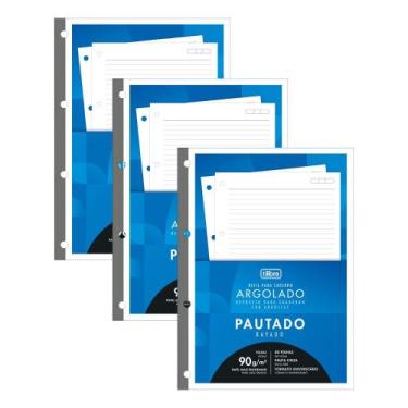 Imagem de Kit 03 Refil Tiliflex Para Caderno Argolado Universitário 80 Folhas ( 