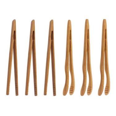 Imagem de Pinça para Torradeira ONERUSUS de Bambu (7") - Pacote com 6 Unidades -