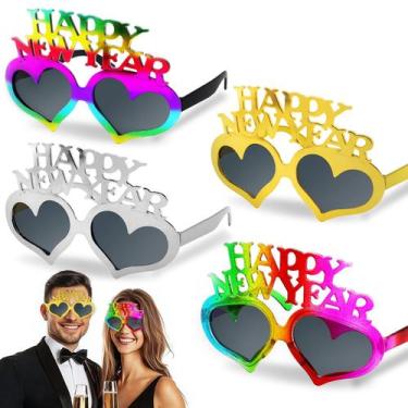 Imagem de Óculos de Ano Novo TURNMEON - 12 Pares com Glitter em Formato de Coraç