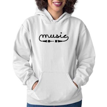 Imagem de Moletom Feminino Music Plug - Foca na Moda, Branco, P