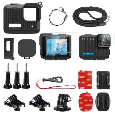 Imagem de Capa de silicone para GoPro Hero 4K – Capa protetora com capa de bateria, protetores de tela, tampas de lente e kit de montagem de capacete adesivo flexível para acessórios GoPro Hero 4K