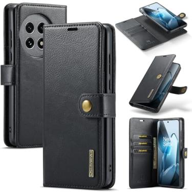 Imagem de DG.MING Capa carteira de couro magnética destacável 2 em 1 para OnePlus 13, capa flip com 3 compartimentos para cartão, 1 compartimento oculto para dinheiro, suporte flip e capa de telefone à prova de