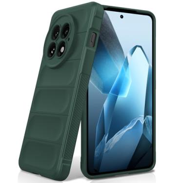 Imagem de BonYonka Capa de silicone para OnePlus 13, forro de microfibra antiarranhões, capa à prova de choque com proteção para câmera, verde