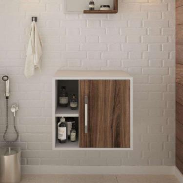 Imagem de Gabinete de Banheiro Soft 1 pt Branco Chess e Nogal 50 cm